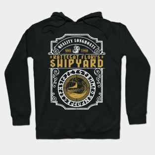 KATTEGAT FLOKIS SHIPYARD - Quality Longboats Since 739 AD - FA LA LA LA VALHALLA LA ! Valknut Vegvisir Fenris Odin Thor Viking Runes Raven Ugly Christmas Sweater for bearded Vikings - Ugly Xmas Sweatshirt Hoodie